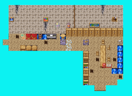 A messy room with stuff everywhere. there is a large table in the room, and several holes in the floor. There is a grey woman in a white dress and tears running down her face in the room. this is the banshee.