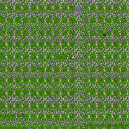 A large cemetery. there is a tree with a pink scarf on it surrounded by flowers.