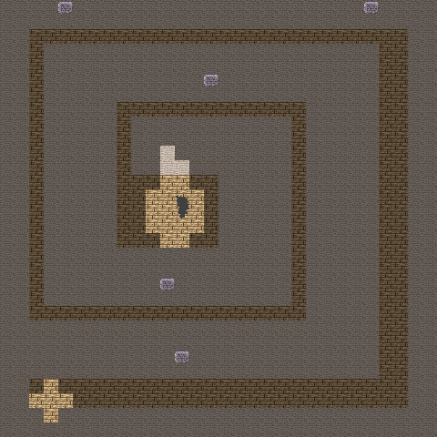 A spiral shaped hallway leading to a shadow person.