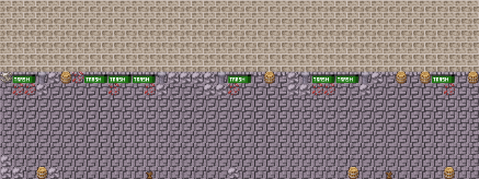 A shadowed alley containing dumpseters and similar.