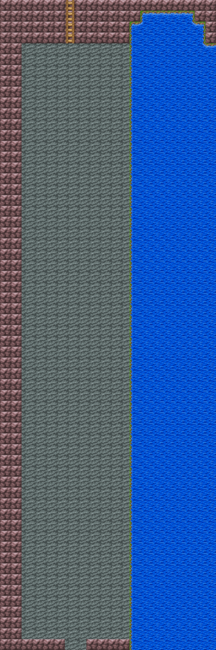 A sewer hallway ending in a ladder.